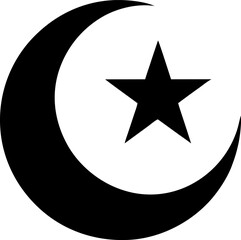 The Crescent Moon and Star Symbol Clean Icon Vector