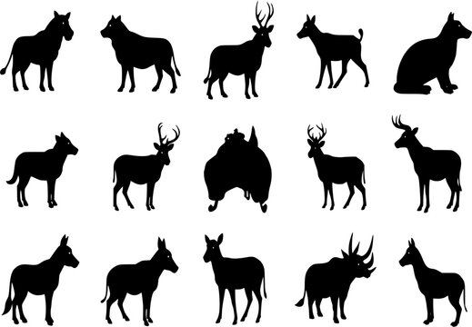 collection Australian black animal silhouette logo icon design
