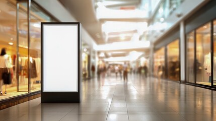 Blank Billboard Mockup Display in Modern Shopping Mall Setting for Advertising Campaigns