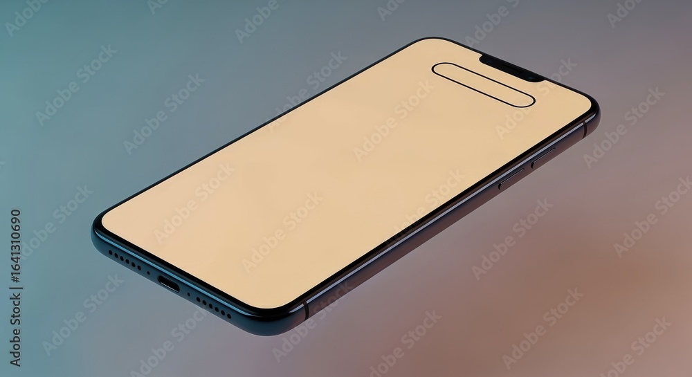 Poster smartphone mockup with blank screen for app or website promotion on modern gradient background