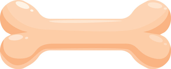 Simple cartoon dog bone, lying horizontally on white background, ideal for pet food or veterinary projects