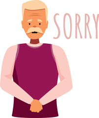 Elderly man feeling sorry and expressing regret, holding hands together and saying sorry