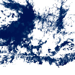 Obraz premium Blue ink splashes create a grunge texture with a decorative vintage border on a white background
