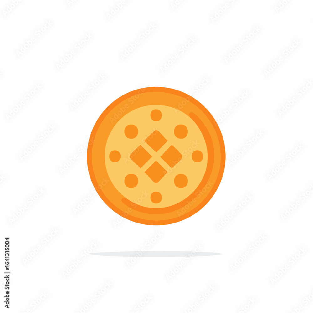 Aufkleber orange circular icon or abstract digital token with geometric grid and dot pattern
