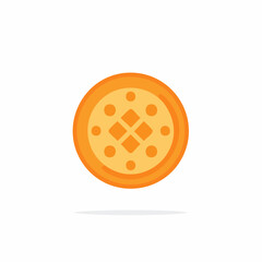 Orange circular icon or abstract digital token with geometric grid and dot pattern