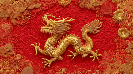 Obraz premium Chinese New Year golden dragon background
