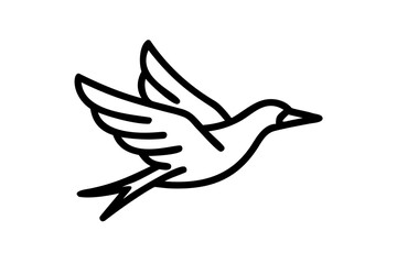 Obraz premium Stylized black bird silhouette with wings spread on a white background vector