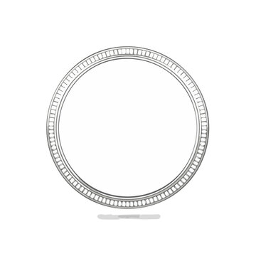 Elegant silver border round frame with decorative rim for design accents and visual embellishments isolated on black