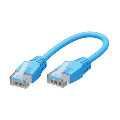 3D blue ethernet cable icon, isolated on white, for technology blog graphic