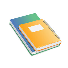 Stack of notebooks and notepad for school supplies and office stationary concept illustration