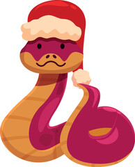 Adorable red snake wearing a santa hat, bringing festive cheer to the holiday season
