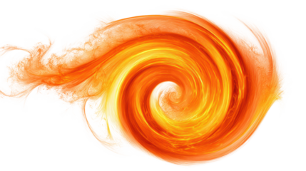 Abstract swirl of vibrant orange and yellow flames, intricate design, on a black background.