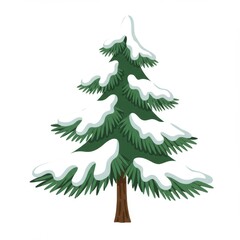 Obraz premium Snow Covered Pine Tree Winter Illustration