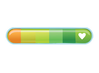 Clean and simple green gradient progress bar with a subtle heart icon, suitable for a friendly health meter in a game