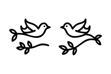 Two minimalist black silhouettes of a man and woman holding hands with transparent background couple