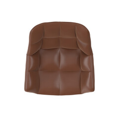Modern Swivel Armchair, Quilted Brown Leather, Dark Metal Base, Top View 3D Render