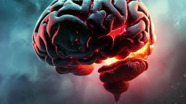 Exploding brain showing mental health issues and stress