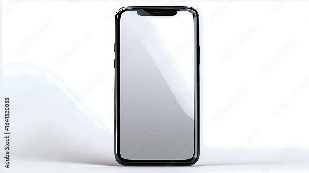 Poster sleek smartphone mockup with blank screen for app and ui design presentation on white background