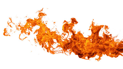 Dynamic orange fire flame with smoke on a transparent background for creative designs.