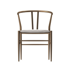 Modern Wishbone Style Dining Chair, Brass Finish, Front View 3D Render