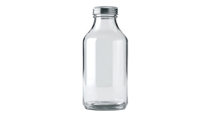 Empty glass bottle on a white isolated background.