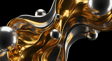 Gold and Silver Abstract 3D Render Wallpaper