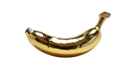 Golden Banana: A vibrant, photorealistic, single golden banana, offering a luxurious visual experience that blends the natural form with a precious touch, emphasizing a modern take on still life.
