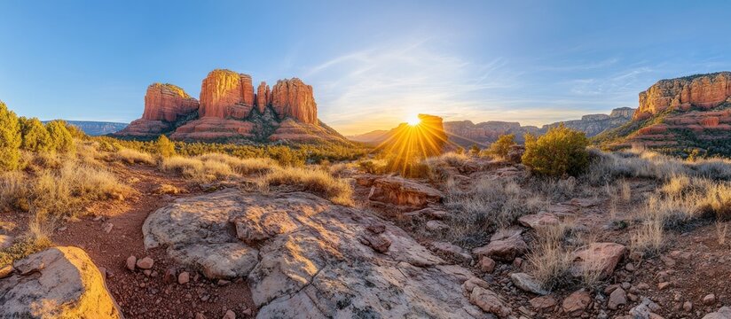 Sedona Arizona Sunset: Majestic Red Rocks Panorama - Powered by Adobe