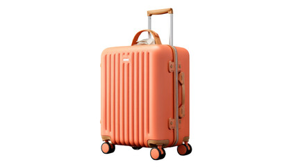 Peach-Colored Travel Companion: A stylish, peach-colored suitcase stands ready for adventure, its design evoking a sense of wanderlust and the promise of exciting journeys.