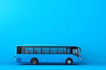 airport shuttle bus actively transporting passengers - public transportation in facilitating air travel and connectivity blue background