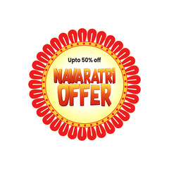 Durga Puja festival sale sticker featuring vibrant colors, festive typography, and ornamental design elements. Ideal for seasonal marketing, retail packaging, social media promotions, and print.