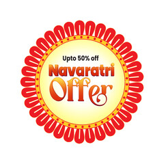 Durga Puja festival sale sticker featuring vibrant colors, festive typography, and ornamental design elements. Ideal for seasonal marketing, retail packaging, social media promotions, and print.