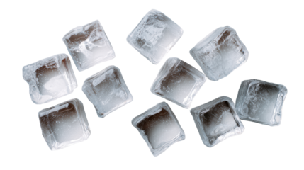 Ice cubes on a white isolated background, perfect for drinks and refreshment imagery.