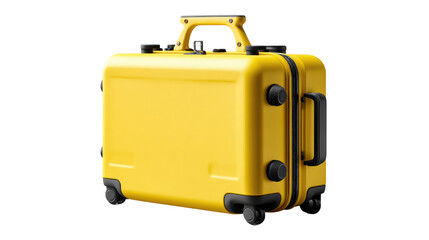Vibrant Yellow Suitcase: A bright and modern suitcase with an appealing yellow exterior, sturdy handles and compact build, ideal for any travel purpose.