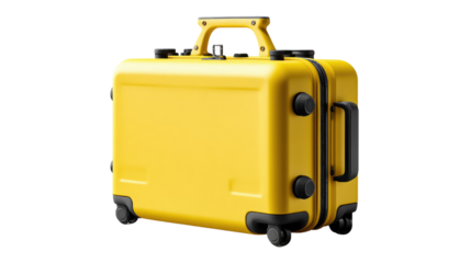 Vibrant Yellow Suitcase: A bright and modern suitcase with an appealing yellow exterior, sturdy handles and compact build, ideal for any travel purpose.