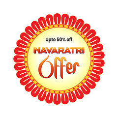 Durga Puja festival sale sticker featuring vibrant colors, festive typography, and ornamental design elements. Ideal for seasonal marketing, retail packaging, social media promotions, and print.