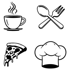 A warm steaming cup of hot cocoa and crossed utensils for a delicious breakfast time.