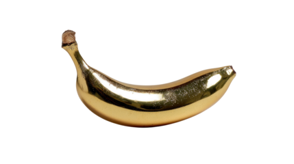 Golden Banana: A single golden banana gleams, its vibrant hue and smooth curvature captivating against a stark background, offering a unique blend of nature and opulence.