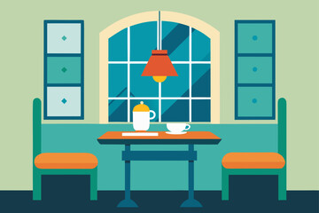 Fototapeta premium Cozy Farmhouse Breakfast Nook With Window Seat