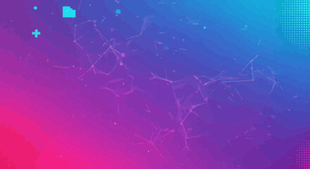 Fototapeta premium Abstract gradient background with geometric shapes and connecting lines design