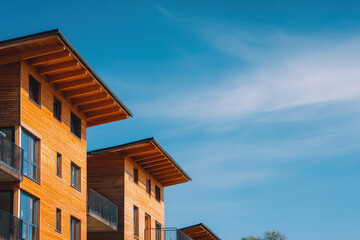 closeup of modern wooden facades of buildings highlighting their unique textures and designs