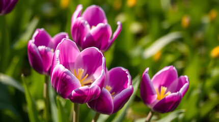 Obraz premium Beautiful purple crocus flowers bloom in the garden, signaling the arrival of spring