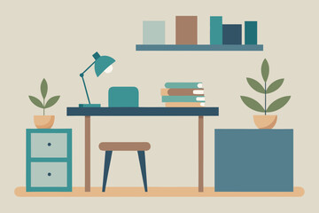 Fototapeta premium neutral toned study clean desk indoor plant