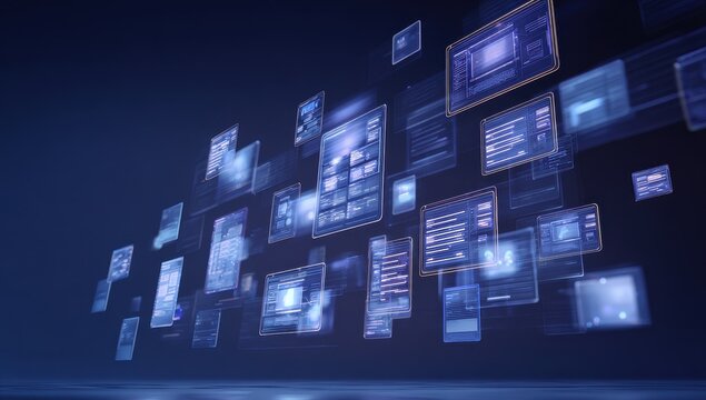 Abstract digital interface displays, multiple screens