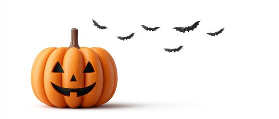 Naklejka premium Halloween festival honoring the spirit with pumpkins and bats in a whimsical scene