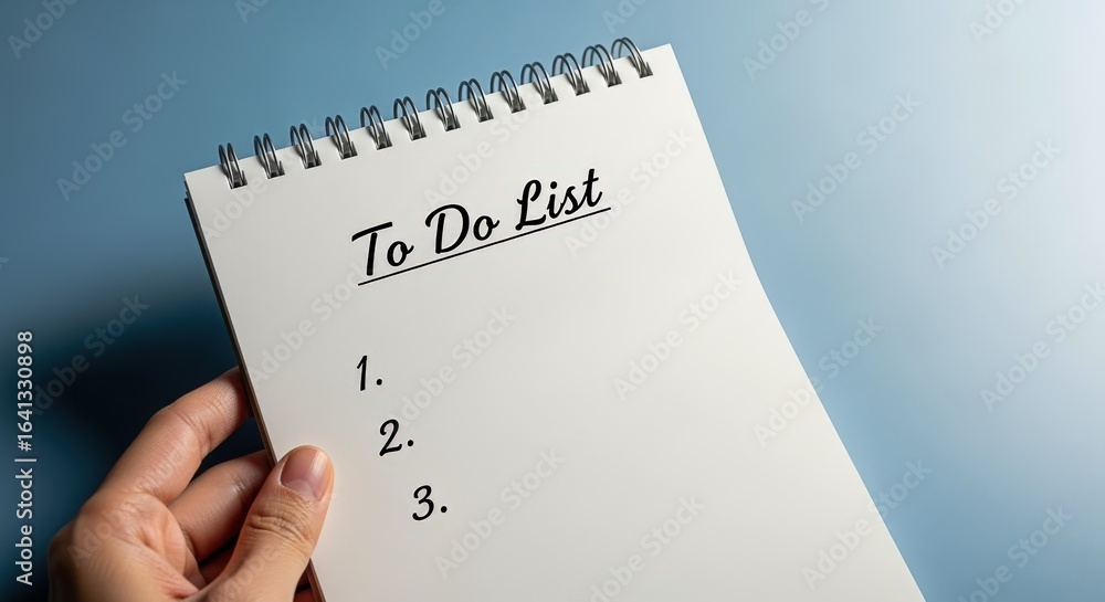 Poster to do list on notepad with hand: business planning and productivity concept for organization
