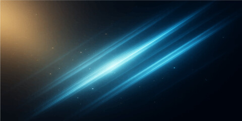 An animated background with blue light beams and glowing stars in a dark space