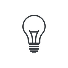 Lightbulb idea icon minimalist icon style, centered, high contrast, no shadow, white background, vector-like look