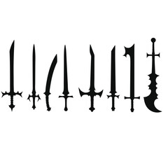 Collection of Fantasy Swords Silhouettes weapon medieval 1