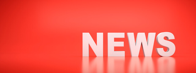 News - White letters on red colored background